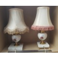 Vintage! Marble Rose - A Near Pair - Bedside Lamps