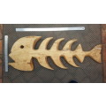 X-Large Solid Wood! Hand Carved - Fish Bones