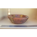 Unique ! * Wax Pottery Bowl With 4 Pinned Copper Panels