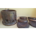 Africana ! Solid Wood - Carved Elephant - Coasters In Carved Holder
