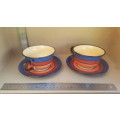 Vintage! Living Art | Terrace - Stoneage Handpainted Cup And Saucer Double Set.