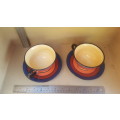 Vintage! Living Art | Terrace - Stoneage Handpainted Cup And Saucer Double Set.
