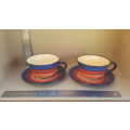 Vintage! Living Art | Terrace - Stoneage Handpainted Cup And Saucer Double Set.