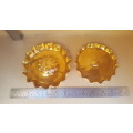 Pair of Brass Ashtrays / Dishes - With Scalloped Edges