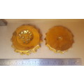 Pair of Brass Ashtrays / Dishes - With Scalloped Edges