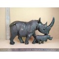 Africana! - Hand Carved - Soapstone Rhino and Cub