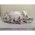 Vintage! Chinese Carved Soapstone Marbled Stone Vase - Handicraft - Brush Pot / Desk Pot / Inkwell