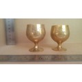 Vintage! Indian - Pair Of Brass Hand Etched Goblets