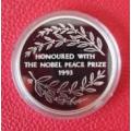 SALE! - 2001 - 1 oz -Mandela Silver Proof Medallion  Nobel Peace Prize 1993 - In Capsule