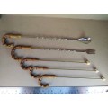 Bamboo Cane Handle -Cocktail Set - Long Spoon And Fork With 3 Skewers