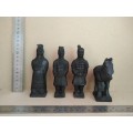 Vintage!  Qin Dynasty - Black TerraCotta Warrior Collectible Statuette Set Of 4