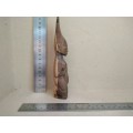Vintage! - Hand Carved - Dual Tone Wooden Figurine - Lady Holding A Bottle