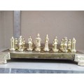 Vintage! Small Camelot Metal Chess Pieces By Italfama With Manopoulos Chess Board