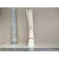 Vintage!  Indonesian -  Ornate Slim Hand Crafted Bone Carving Totem Deity Statue