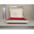 Vintage! Cream Leather Jewelry Display / Vanity Case Box With Gold Frame