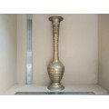 Indian Brass - Beautifully Etched Fluted Tall Vase