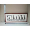 Vintage! Dutch Wooden Framed Hand Embroidery - Parable Of The 10 Virgins