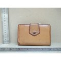 Vintage! LEONE Genuine Light Brown Leather - Card Holder & Clasp And Frame Purse