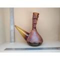 Vintage! Spanish Leather Bound Amber Glass Porron Wine Decanter