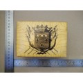Vintage! Italian - Medieval Heraldic Coat Of Arms - Leather Bound Wooden Trinket Box