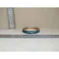 Vintage! Hand Made In India - Turquoise Stone Inlayed Brass Bangle
