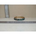 Vintage! Hand Made In India - Turquoise Stone Inlayed Brass Bangle