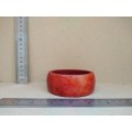 Vintage! - Blood Orange Resin? Bowl - Red Felt Lined