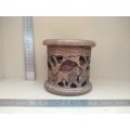 African Hand Carved - Wooden Coaster Set In Caddy/Holder (2)
