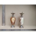 Vintage! Pair Of Greek Onyx/Marble Miniature Decorative Urns