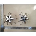 Vintage! Unique Pair Of Silver Water Lily / Lotus Flower Candle Holders