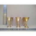 Vintage! Solid Brass - Indian - Set Of 6 Shot Glasses On Matching Tray.