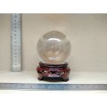Feng Shui - Clear Crystal Ball On Carved Wooden Stand