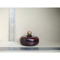 Feng Shui -  Round Chinese Wooden Trinket Box With Bronze Metal Knob