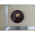 Feng Shui -  Round Chinese Wooden Trinket Box With Bronze Metal Knob