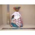 Vintage! Namibian Fabric Herero Doll With Traditional Dress And Headwear.