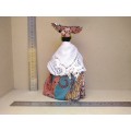 Vintage! Namibian Fabric Herero Doll With Traditional Dress And Headwear.