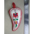 Vintage! Hungary - Embroidered Paprika Chili Ornament - Kalosca Matyo