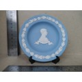 Vintage! Charles And Diana Royal Wedding - 1981 - Pair Of Wedgwood Blue Jasperware Plates (w/stands)