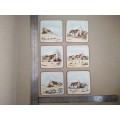 Vintage! N Wiles- Beach Houses - Set Of Six Coasters With Cork Backing