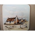 Vintage! N Wiles- Beach Houses - Set Of Six Coasters With Cork Backing