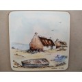 Vintage! N Wiles- Beach Houses - Set Of Six Coasters With Cork Backing