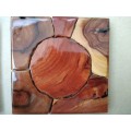 Vintage! Weatherwoods SA - Live Edge / Wooden Slice Mosaic - Set Of 6 Square Coasters /Trivets