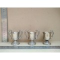 Vintage! - Set Of 3 - Silver Alloy? - Miniature Trophy Cups