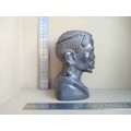 African! - Hand Carved - Stone Tribal Bust Of A Man With Traditional Accessories - Signed