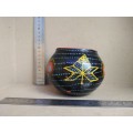 African Zulu Beer Pots - Set of 3 - Hand Painted Geometric Dot Art - Clay Ukhamba