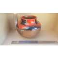 African Zulu Beer Pot - Black Red And White Dot Clay Ukhamba
