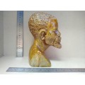 Hand-Carved! African Varnished Stone Bust - Middle Aged Man Sculpture