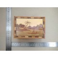 Vintage! Hand Made  - Marquetry Box, Wood Inlay Trinket Box, Tropical Design