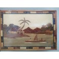 Vintage! Hand Made  - Marquetry Box, Wood Inlay Trinket Box, Tropical Design