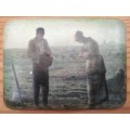 Vintage! `The Angelus,` By Jean Francois Millet - Embossed Wood Mounted Lithograph